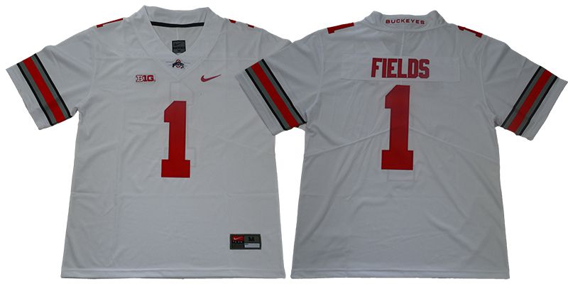 Men Ohio State Buckeyes #1 Fields White Nike NCAA Jerseys